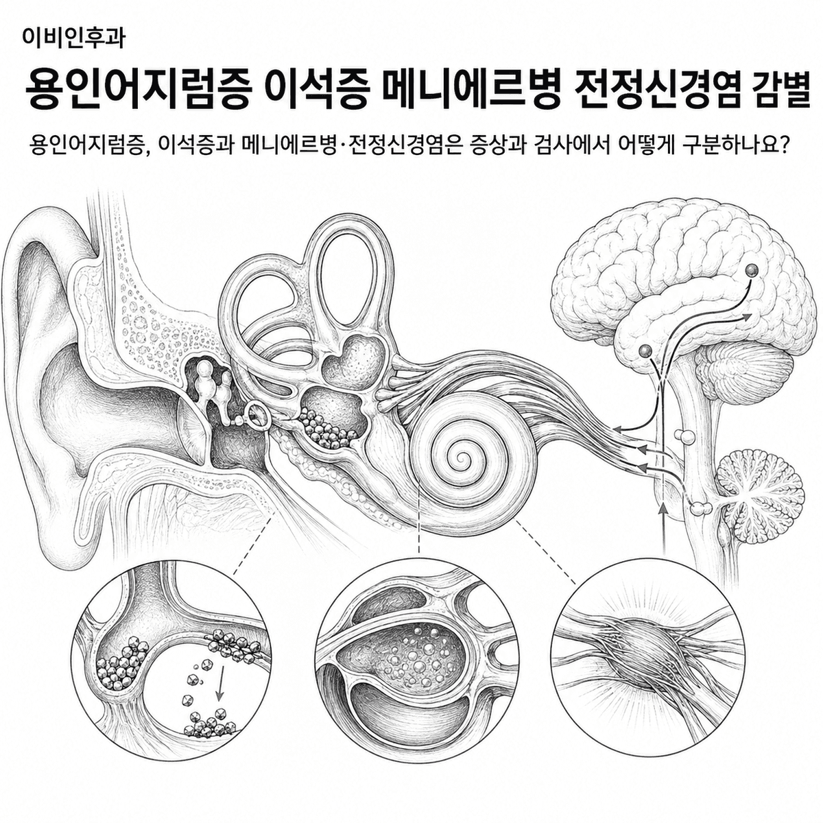 용인어지럼증, 이석증·메니에르병·전정신경염은 어떻게 구분할까?